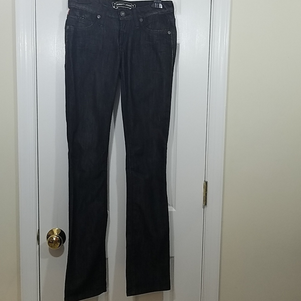 Robin's Jean's Straight Leg Studded Flap Pocket Black Size 26